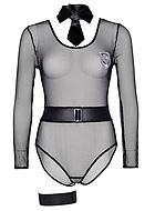 Female police officer, teddy costume, fishnet, open crotch